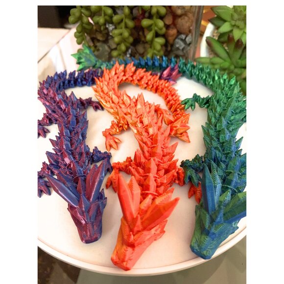 3D Printed Dragon Eggs with Dragon Inside, Articulated Crystal Dragon 12 Inches - Picture 3 of 10